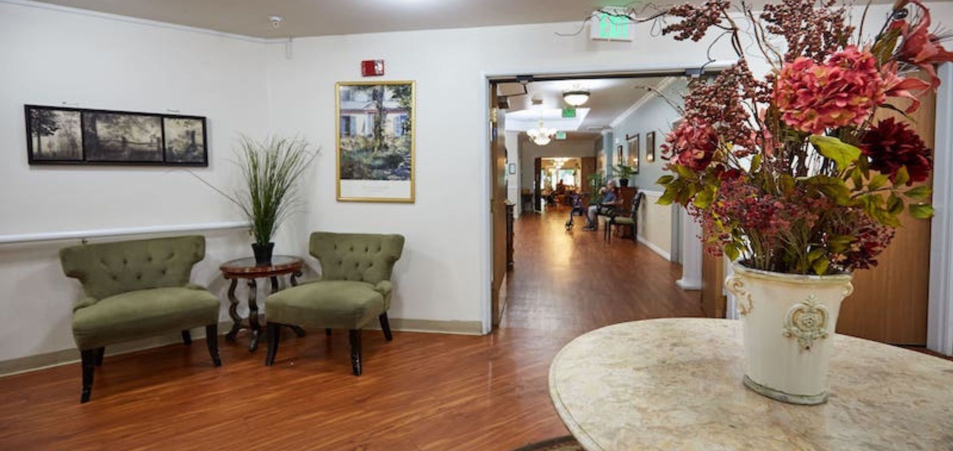 Dayspring Villa Assisted Living Community in Denver, CO - hallway large landscape