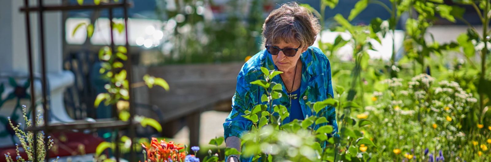 Dayspring Villa Assisted Living Community in Denver, CO - woman in garden where to begin main