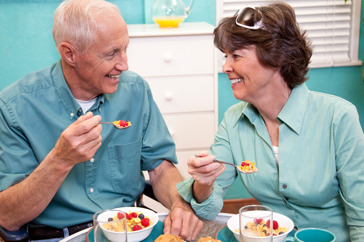 Dayspring Villa Assisted Living Community in Denver, CO - dayspring villa couple eating breakfast together Dayspring Villa Assisted Living Community in Denver, CO - dayspring villa couple eating breakfast together