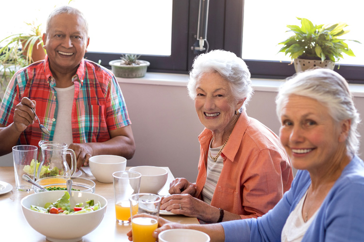 Dayspring Villa Assisted Living Community in Denver, CO - dayspring villa senior friends enjoying a meal (1) Dayspring Villa Assisted Living Community in Denver, CO - dayspring villa senior friends enjoying a meal (1)