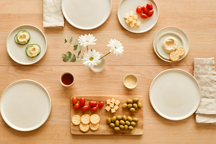 Dayspring Villa Assisted Living Community in Denver, CO - dayspring villa overhead view of simple table setting with finger foods