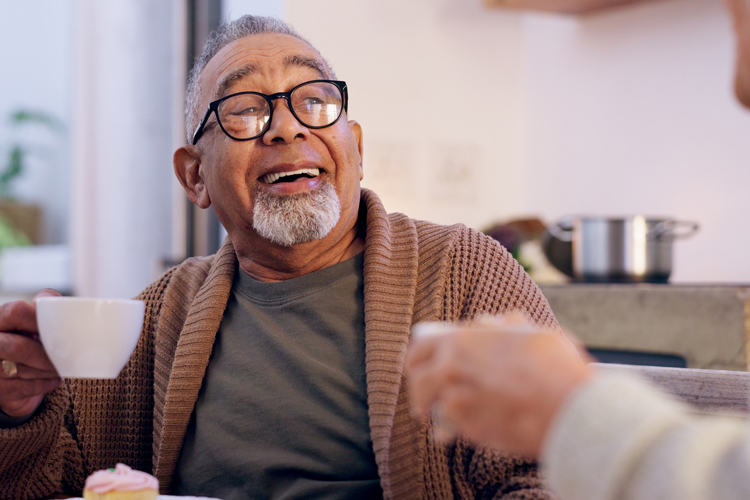 Dayspring Villa Assisted Living Community in Denver, CO - dayspring villa senior man having coffee with friend